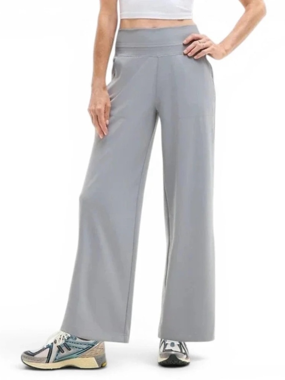 Athleta Venice High Rise Wide Leg Pants Featherstone Grey Size M